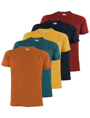 ALPIDEX T-Shirt Magliette da Uomo Confezione da 5 Girocollo 100% Cotone Manica Corta Basic Casual Tinta Unita S M L XL XXL 3XL 4XL 5XL, Taglia:L, Colore:Desert — recensione