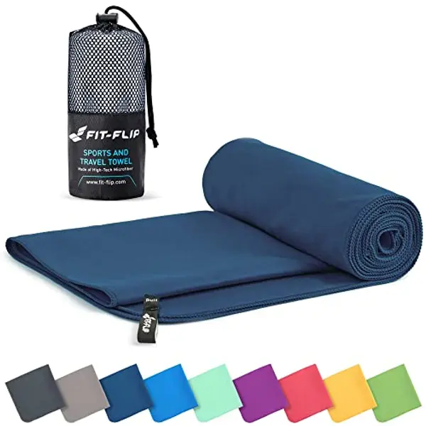 Fit-Flip Asciugamano microfibra - compatto e ultraleggero - asciugamani palestra - il perfetto telo mare grande - ottimale per viaggio, sport e piscina (90x180cm blu marino) — recensione