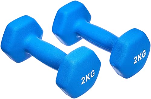 Amazon Basics Coppia di manubri in neoprene, 4 kg, (2 x 2 kg), Blu — recensione