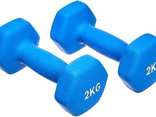 Amazon Basics Coppia di manubri in neoprene, 4 kg, (2 x 2 kg), Blu
