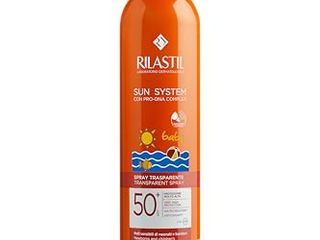 Rilastil Sun System Baby Transparent Spray SPF50+, Spray Corpo Bambini Trasparente, Pelli Delicate, Resistente all' Acqua, Senza Profumo, 200 ml