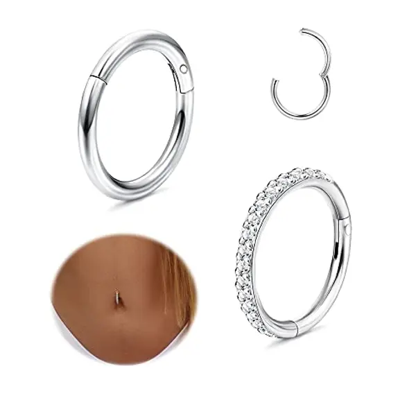 Diamday 2 Pezzi 14G Piercing Ombelico Acciaio Chirurgico per Donna Ombelico Piercing Pendenti Anello Farfalla Cuore Stella Trago Piercing Argento Corpo Piercing Gioielli-A — recensione