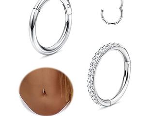 Diamday 2 Pezzi 14G Piercing Ombelico Acciaio Chirurgico per Donna Ombelico Piercing Pendenti Anello Farfalla Cuore Stella Trago Piercing Argento Corpo Piercing Gioielli-A