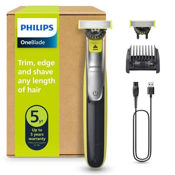 Philips OneBlade 360 Face, Autentico Regolabarba e Rasoio Elettrico, con l'Innovativa Lama 360, 2 Lame 360 per il Viso, Pettine Regolabile 5 in 1 (Modello QP2734/30)