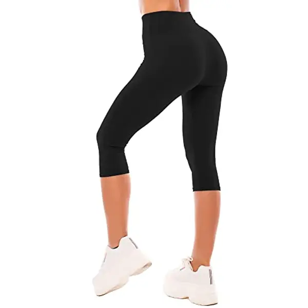 SINOPHANT 3/4 Leggins Capri Vita Alta Donna, Estivi Leggings Donna Fitness Corti Pantaloncini Yoga Coprenti Pinocchietto Opaco Elastici Morbido per Sportivi o Casual,S-M,Nero — recensione