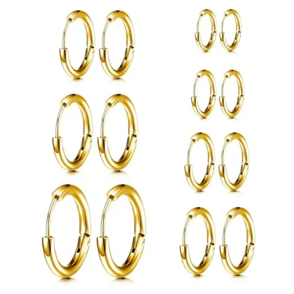 COYUN 7 Paia Orecchini Argento a Cerchio per Uomo e Donna, Orecchini Acciaio Inossidabile di Orecchini Cerchio Piccoli per Unisex Ipoallergenici Orecchini (Oro) — recensione
