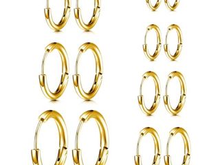 COYUN 7 Paia Orecchini Argento a Cerchio per Uomo e Donna, Orecchini Acciaio Inossidabile di Orecchini Cerchio Piccoli per Unisex Ipoallergenici Orecchini (Oro)