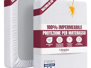 Utopia Bedding Coprimaterasso Matrimoniale Impermeabile 160 x 200 x 30 cm, Certificato OEKO-TEX, Proteggi Materasso, Traspirante, Lavabile, Stile Montato Tutto Intorno Elastico