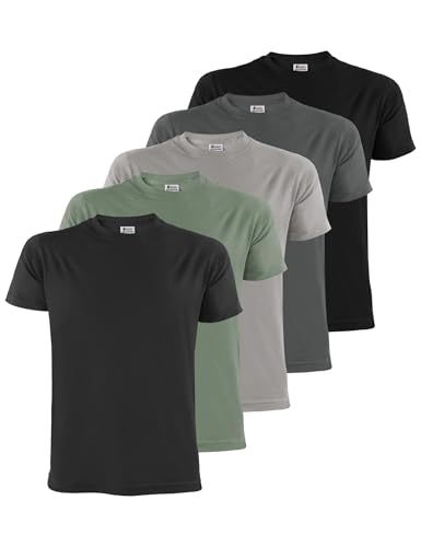 ALPIDEX T-Shirt Magliette da Uomo Confezione da 5 Girocollo 100% Cotone Manica Corta Basic Casual Tinta Unita S M L XL XXL 3XL 4XL 5XL, Taglia:L, Colore:Storm — recensione