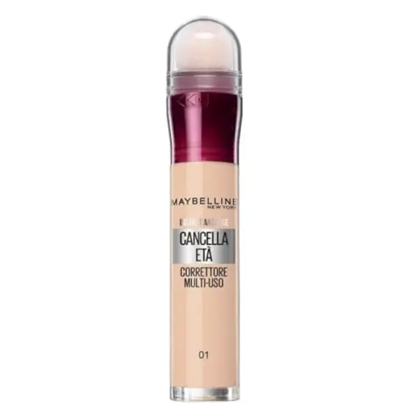 Maybelline New York Correttore Multi-Uso, Idratante e con Coprenza Modulabile, Imperfezioni e Occhiaie Coperte, Con Bacche di Goji e Haloxyl, Cancella Età, Tonalità: 01 Light, 6,8 ml — recensione