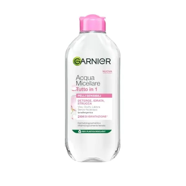 Garnier SkinActive Acqua Micellare Tutto in 1, Per Pelli Sensibili, 100% del Trucco Rimosso, Pelle Detersa e Idratata per 12H, Senza Residui e Senza Risciacquo, Con Micelle e Glicerina, 400 ml — recensione
