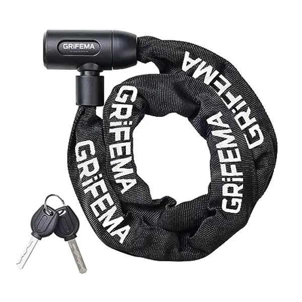 GRIFEMA GA1201-12 Lucchetto antifurto per bicicletta con chiave, lucchetto a catena per biciclette, moto, scooter, 120 cm, nero — recensione
