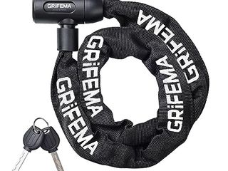 GRIFEMA GA1201-12 Lucchetto antifurto per bicicletta con chiave, lucchetto a catena per biciclette, moto, scooter, 120 cm, nero