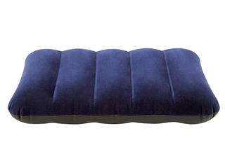 Intex 68672 - Cuscino Gonfiabile Camping Floccato Blu, Vinile, Blu, 43x28x9 cm