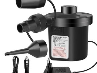 Pompa ad aria elettrica, pompa portatile a riempimento rapido per letto ad aria, 240V AC / 12V DC, 3 ugelli, pompa di gonfiaggio e sgonfiaggio, perfetta per il campeggio all'aperto,materasso ad aria