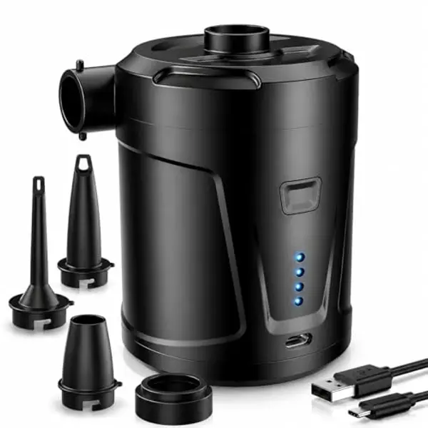 SUPPOU Pompa ad Aria Elettrica Portatile, 2 in 1 Gonfiatore con 3 ugelli, rapido, Per Materassi, Piscina, Campeggio — recensione