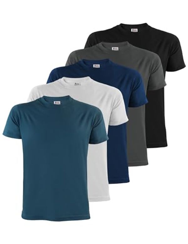 ALPIDEX T-Shirt Magliette da Uomo Confezione da 5 Girocollo 100% Cotone Manica Corta Basic Casual Tinta Unita S M L XL XXL 3XL 4XL 5XL, Taglia:L, Colore:Water