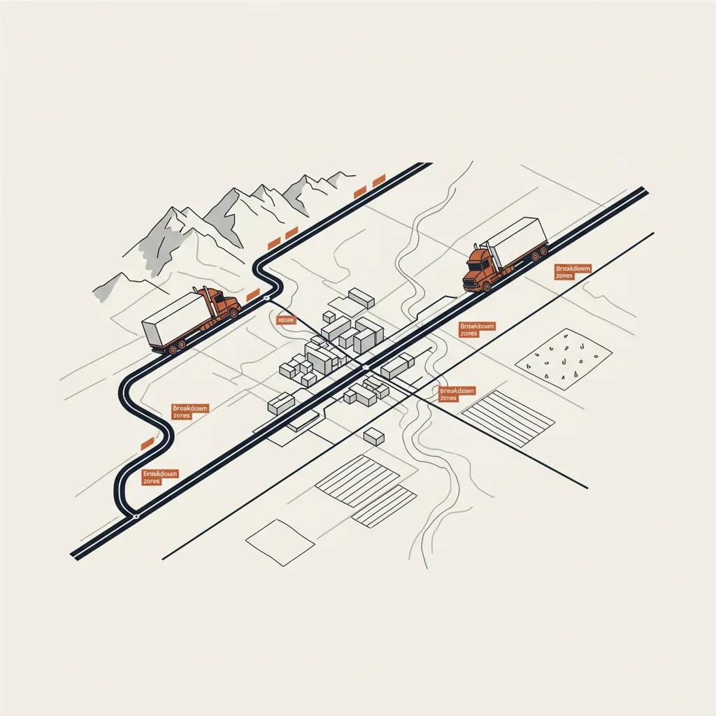 916 Truck Repair schematic illustration - I-80 and I-5 Freight Corridor: Common Breakdown Spots Near Sacramento