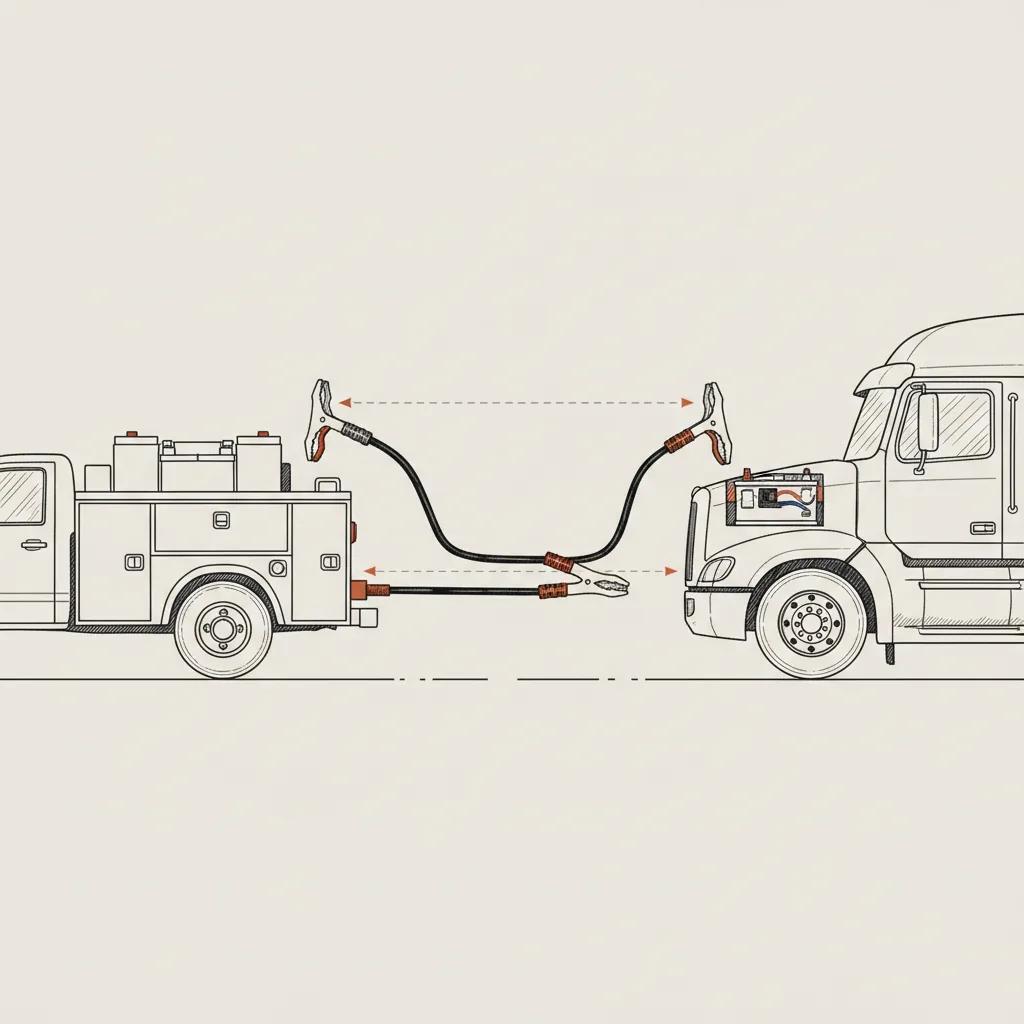 916 Truck Repair schematic illustration — Heavy-Duty Jump Starts: When to Call for Help