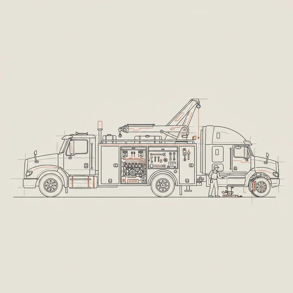 916 Truck Repair schematic illustration — Choosing a Mobile Truck Repair Service in Sacramento