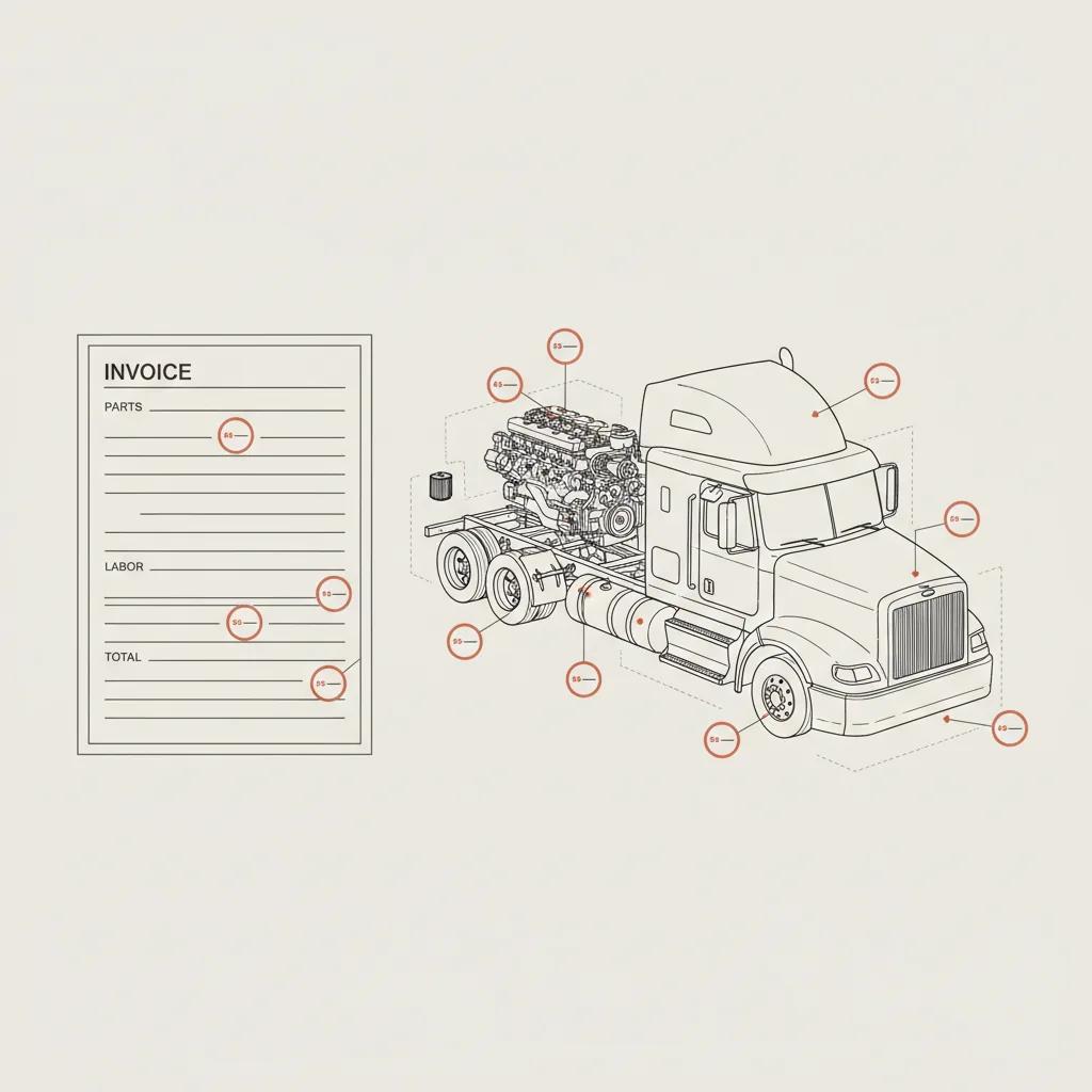 916 Truck Repair schematic illustration — What Affects the Cost of a Commercial Truck Repair