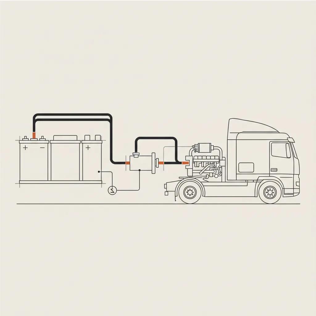 916 Truck Repair schematic illustration — Semi Truck Won't Crank: Electrical Causes to Check