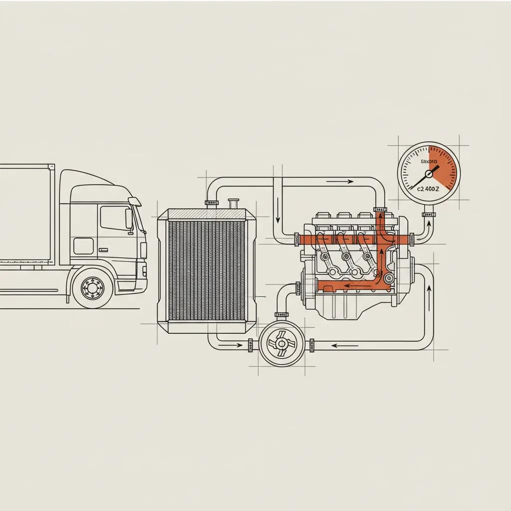 916 Truck Repair schematic illustration — Semi Truck Overheating: Common Causes and Prevention