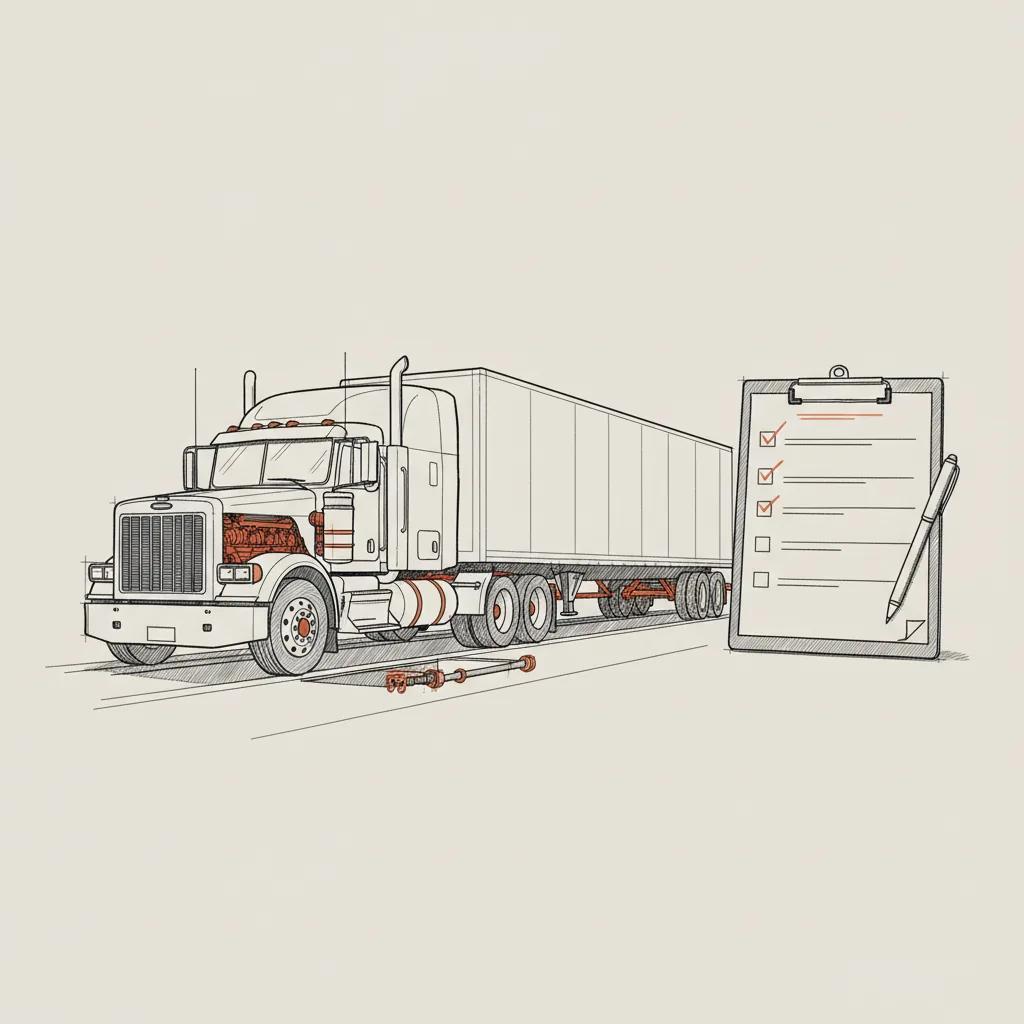 916 Truck Repair schematic illustration — DOT Annual Inspection Prep Guide: How to Pass the FMCSA Periodic Inspection
