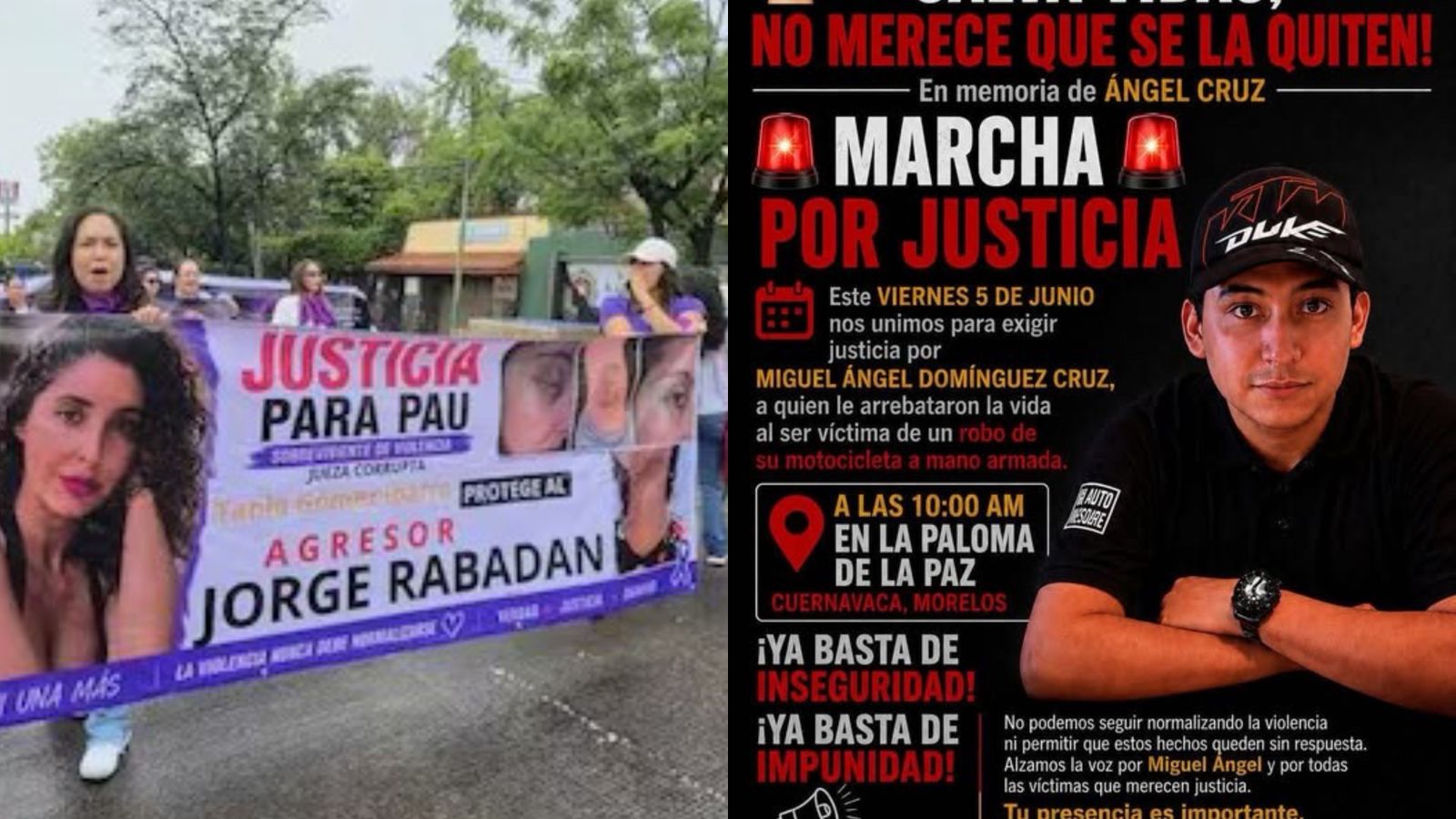 REALIZAN MARCHAS EN CUERNAVACA POR DOS CASOS DE JUSTICIA