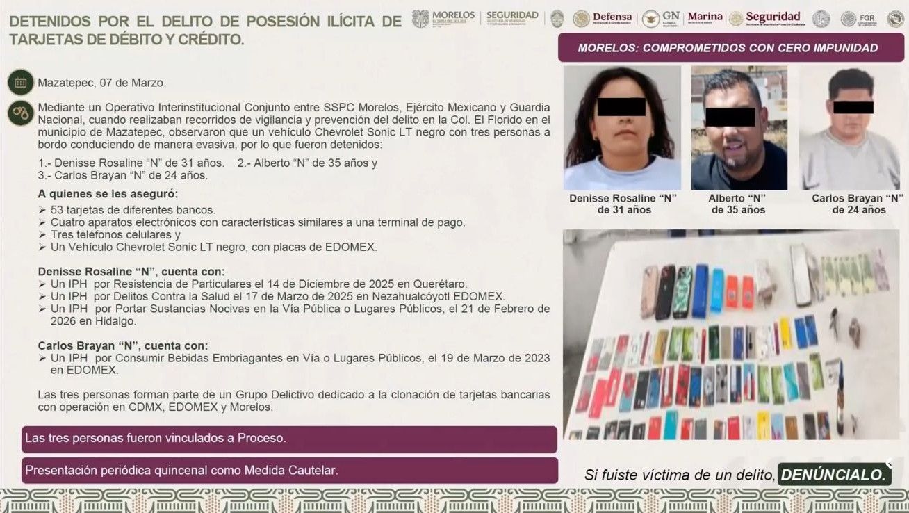 DETENIDOS: LOS ENCUENTRAN CON 53 TARJETAS DE DIFERENTES BANCOS