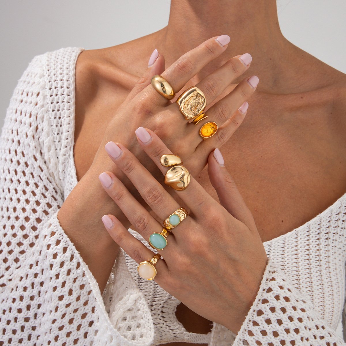 01 Light Gold Ring Set