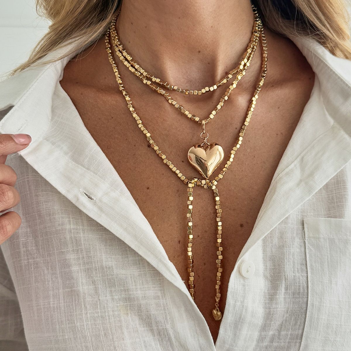 Heart-Shaped Pendant Y-Necklace - Yunhai Jewelry