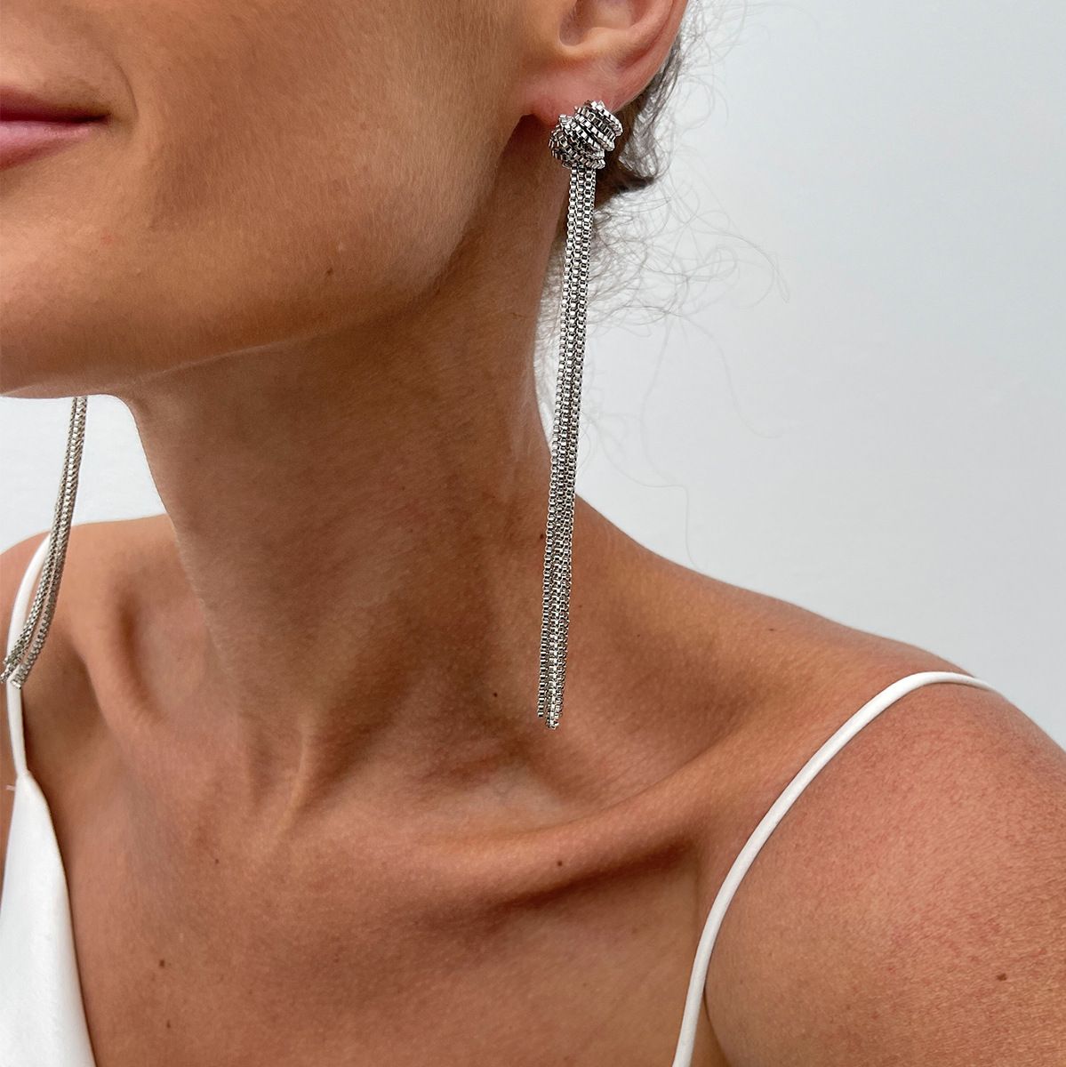 03 White K Earrings (Pair)