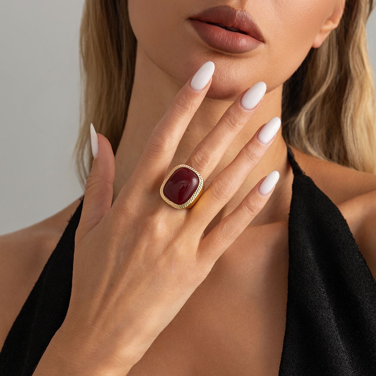 Light Gold + Burgundy Ring