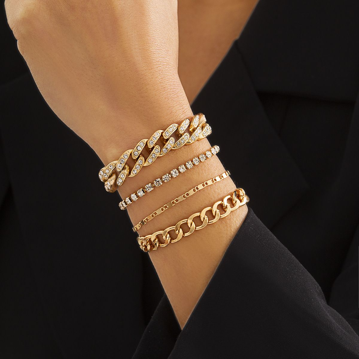 Versatile Diamond-Encrusted Cuban Chain Set - Yunhai Jewelry