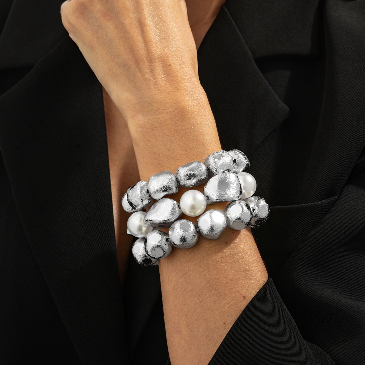 Retro-Style Irregular Bead Elastic Bracelet - Yunhai Jewelry
