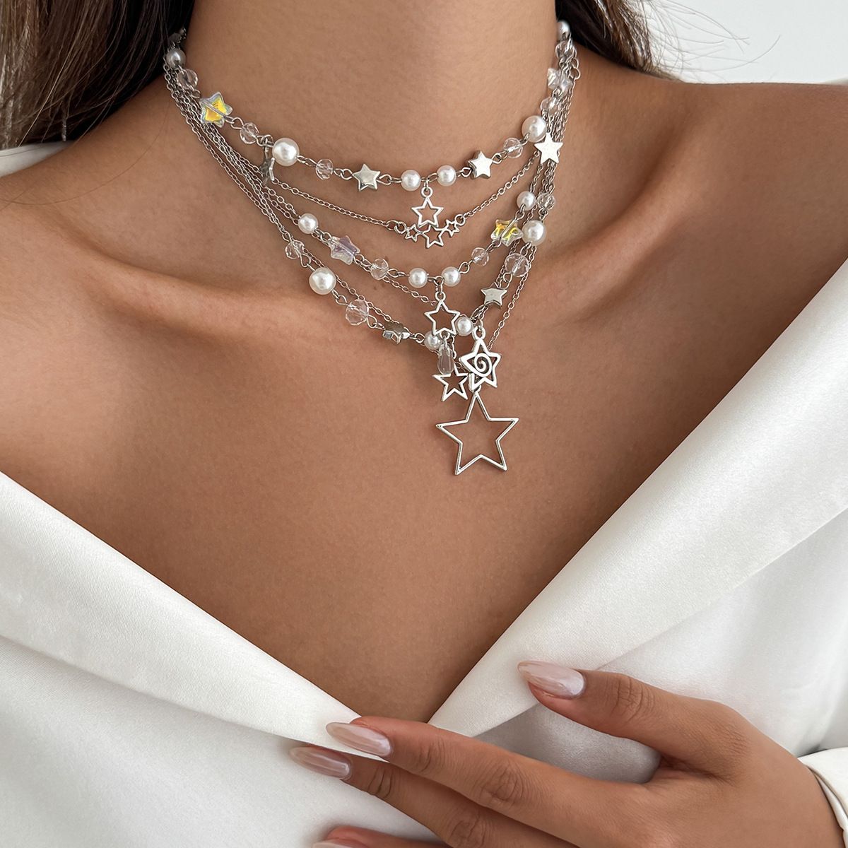 05 White K Necklace Set