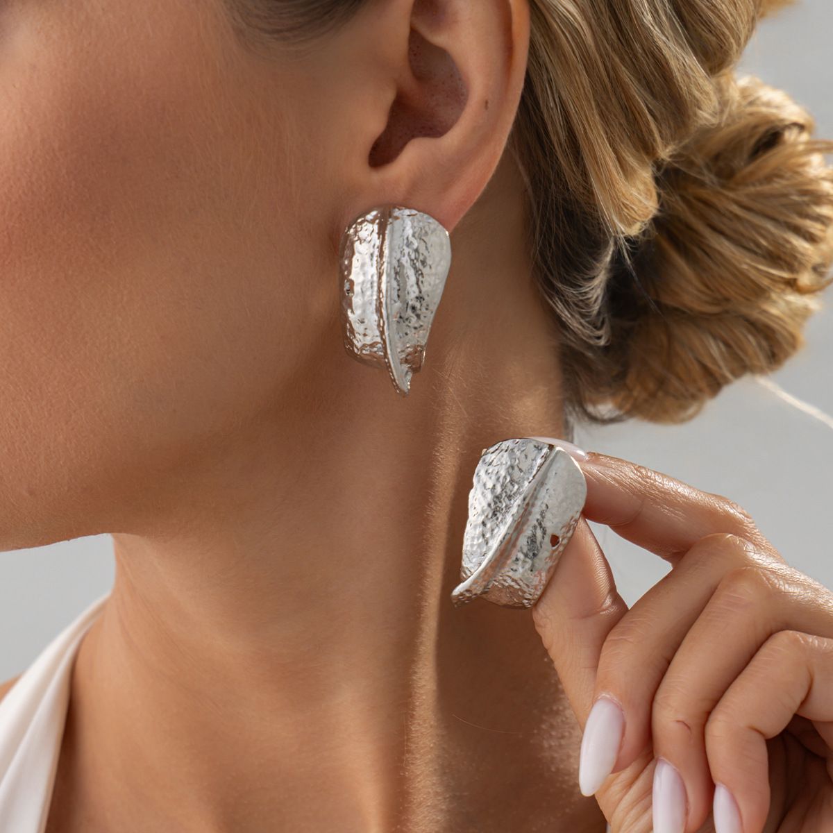 03 White K Earrings