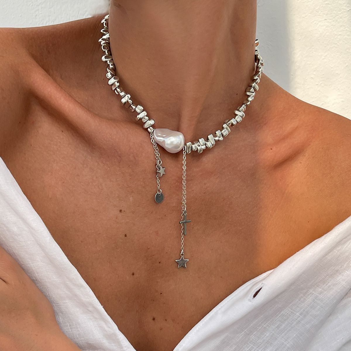 02 White K Necklace