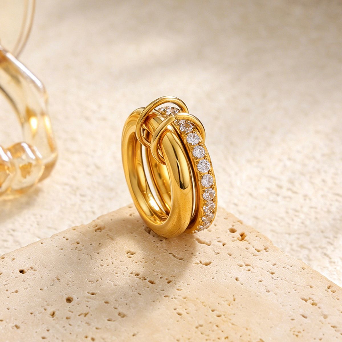Irregular Arc Smooth Surface Open Ring - Yunhai Jewelry