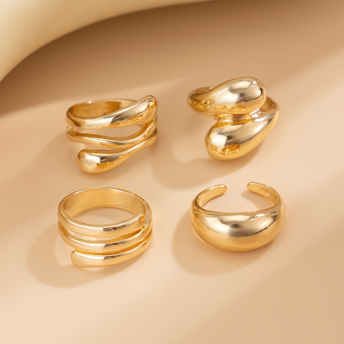 Ins-Style Geometric Baroque Pearl Ring Set - Yunhai Jewelry