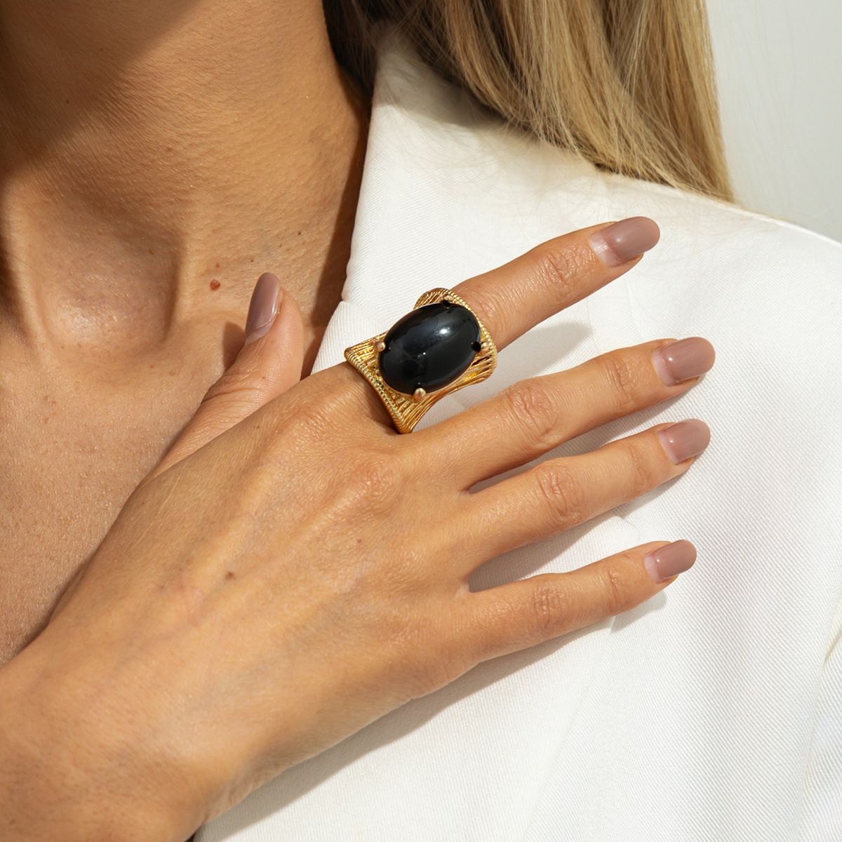 Ancient-Style Maillard Gradient Resin Open Ring - Yunhai Jewelry