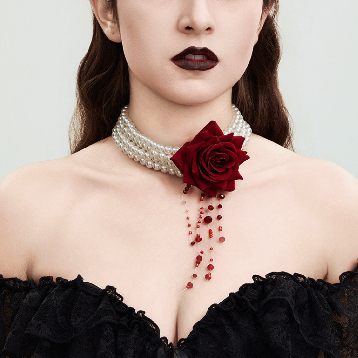 White K + Red Necklace