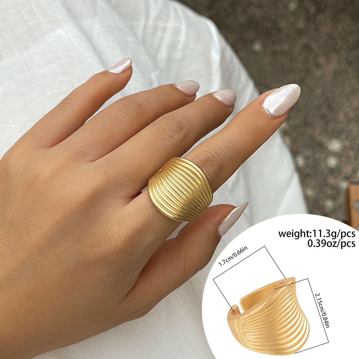 French Round Pleated Metal Ring - Yunhai Jewelry