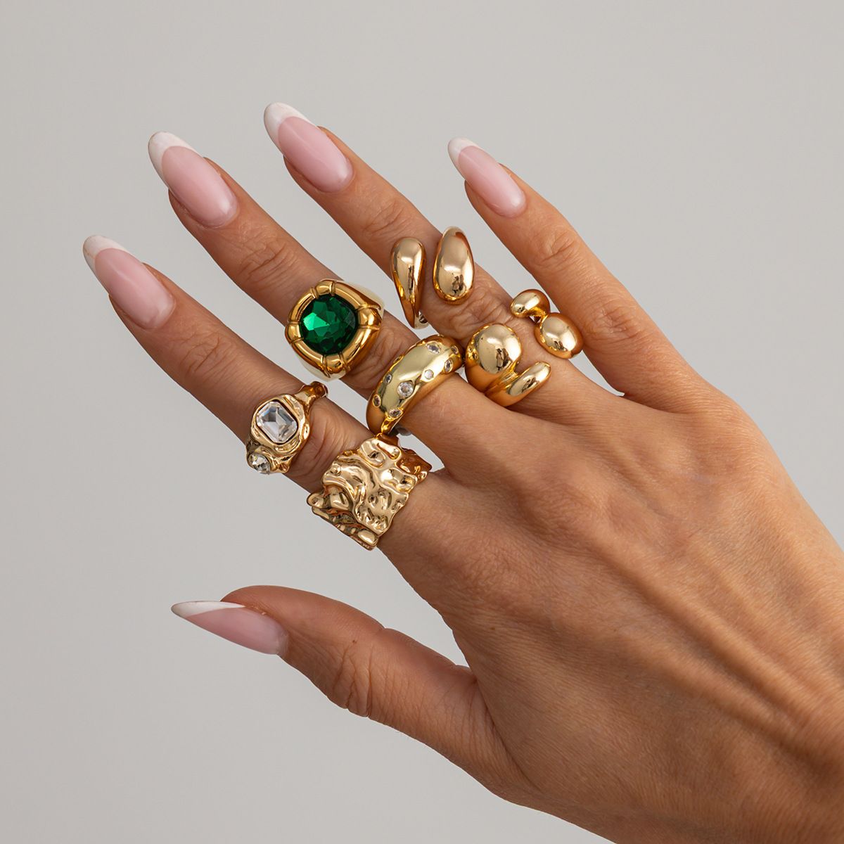 Diamond-Encrusted Ruffled Stacked Open Ring - Yunhai Jewelry
