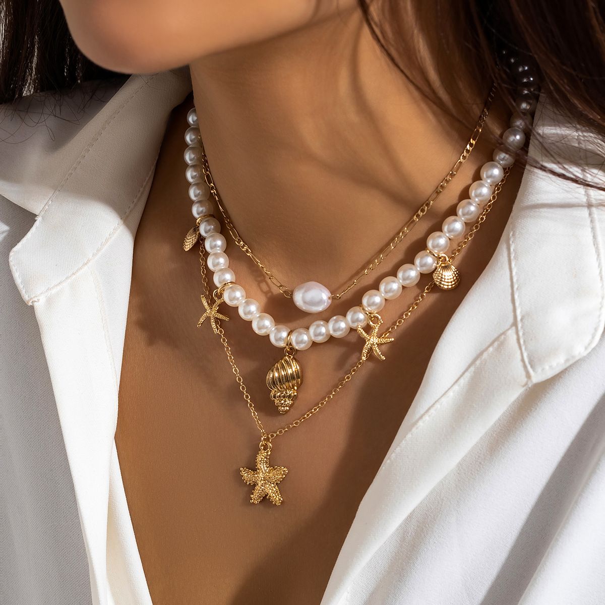 Starfish Shell Retro Beaded Necklace - Yunhai Jewelry