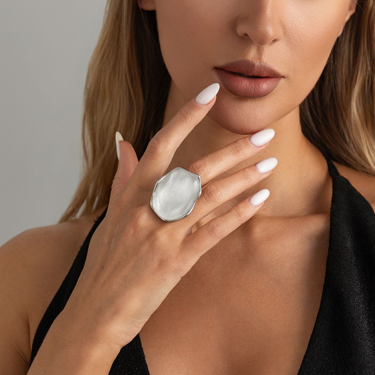 Elegant Silver Ripple Ring - Yunhai Jewelry