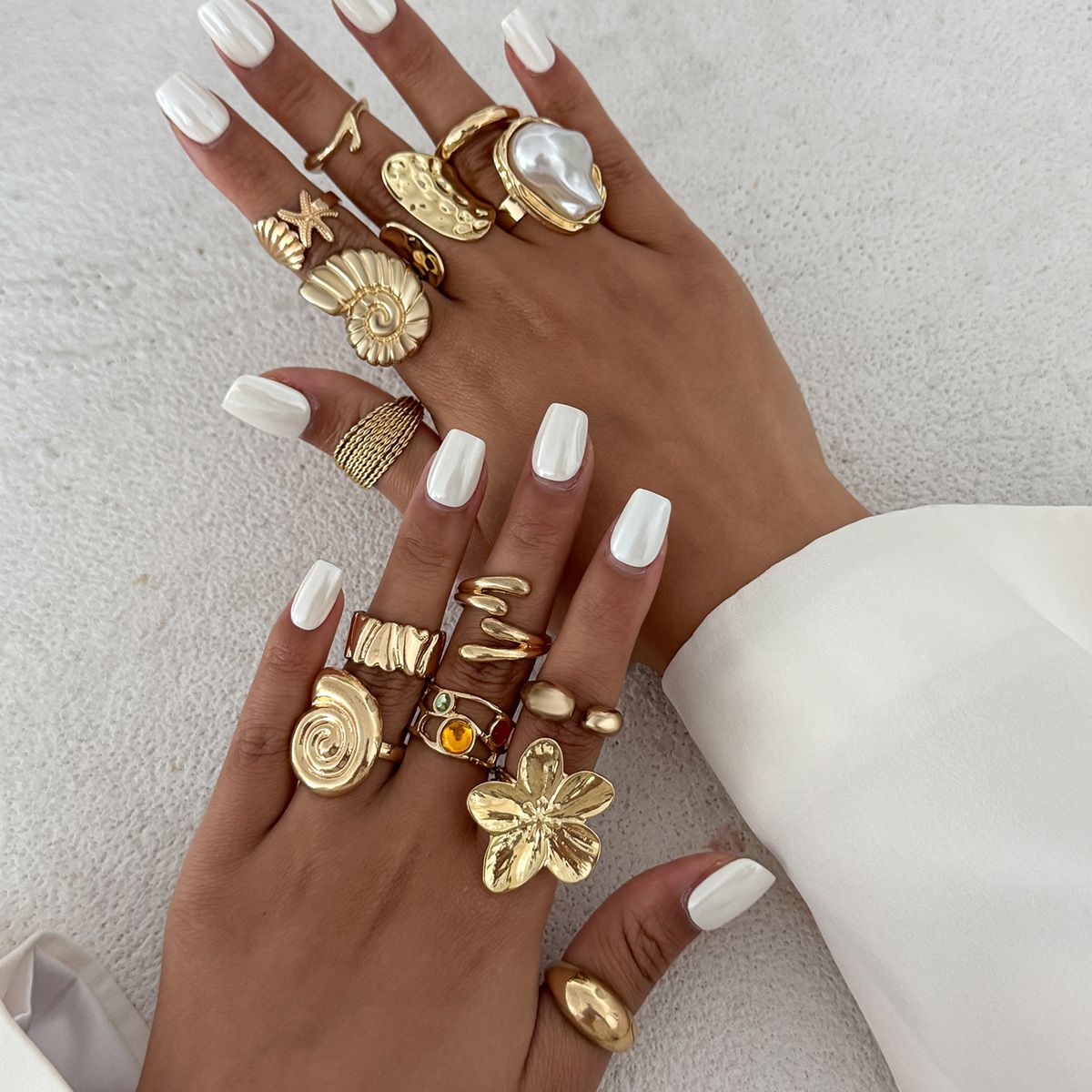 10 Light Gold Ring Set