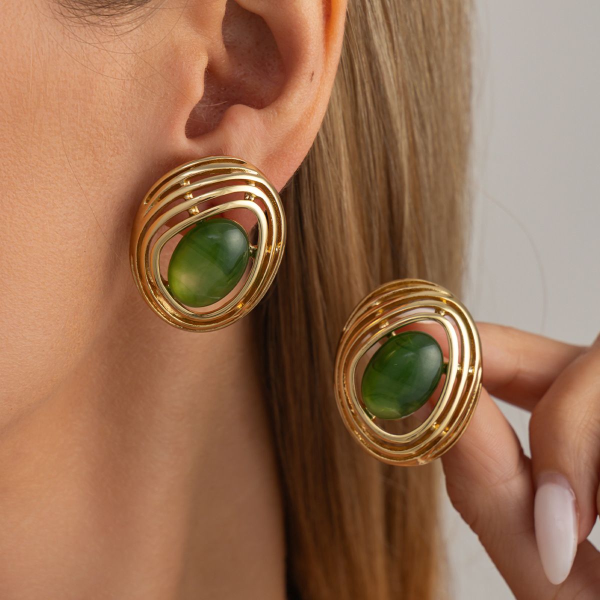 Retro Metal-Line Resin Earrings - Yunhai Jewelry