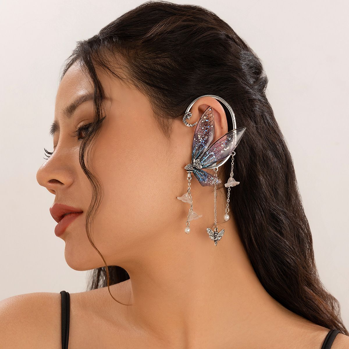 Butterfly Outline Fairy Fringe Earrings - Yunhai Jewelry
